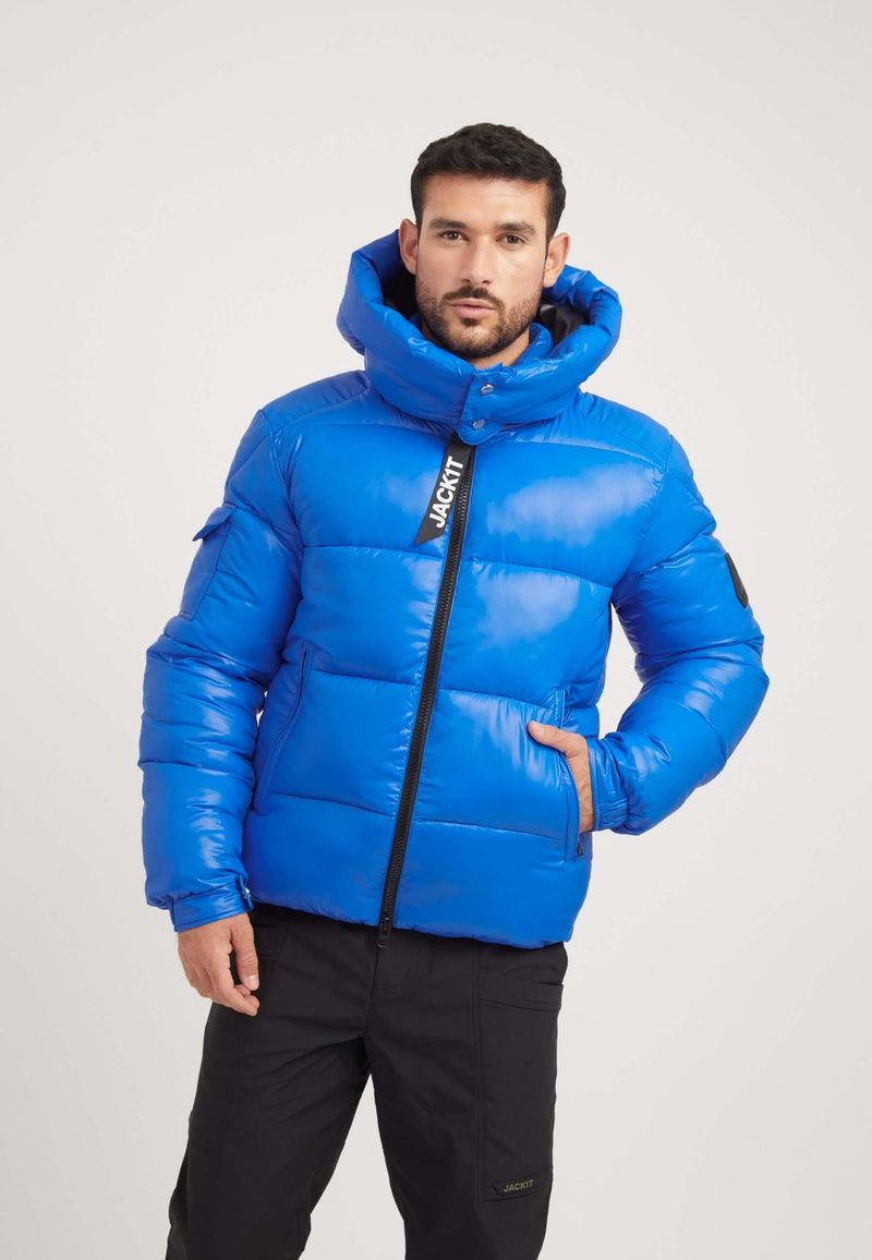 EZ Slick Racer Jacket Glacial Blue on model front view by JACK1T