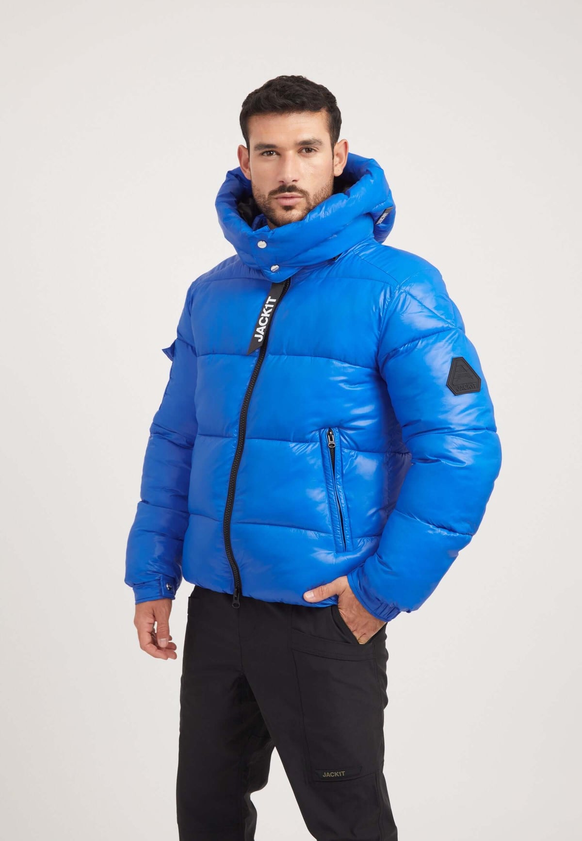 EZ Slick Racer Jacket Glacial Blue on model back view by JACK1T