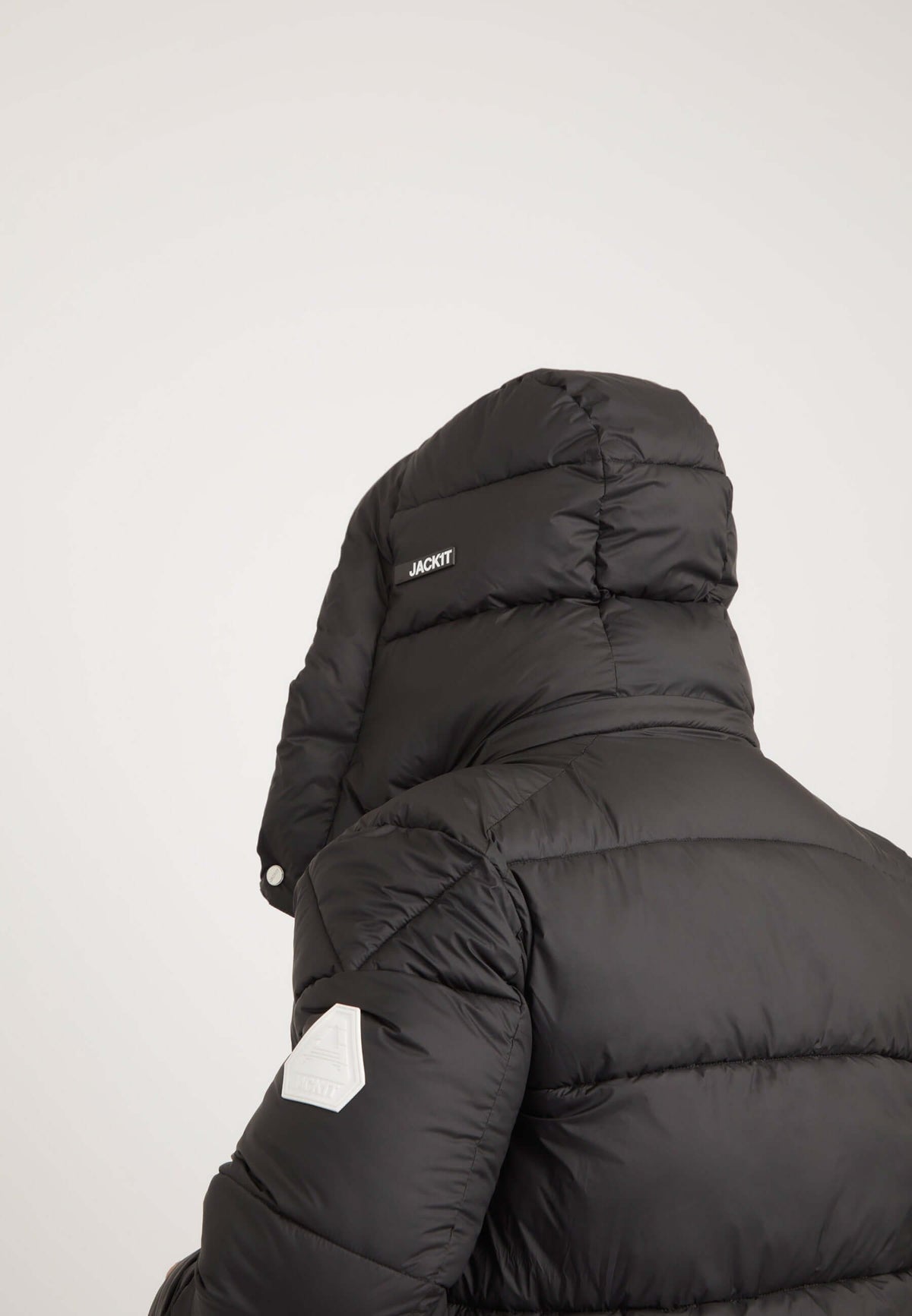 EZ Puffer Racer Jacket Matt Black detail shot by JACK1T