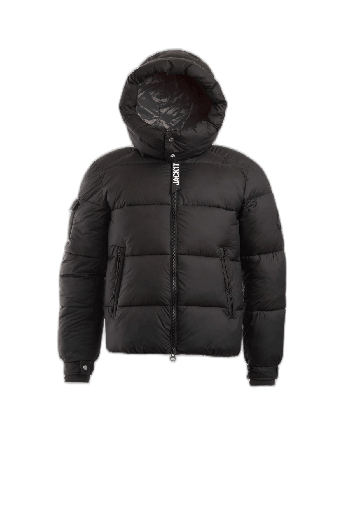 EZ Puffer Racer Jacket Matt Black flat lay cutout