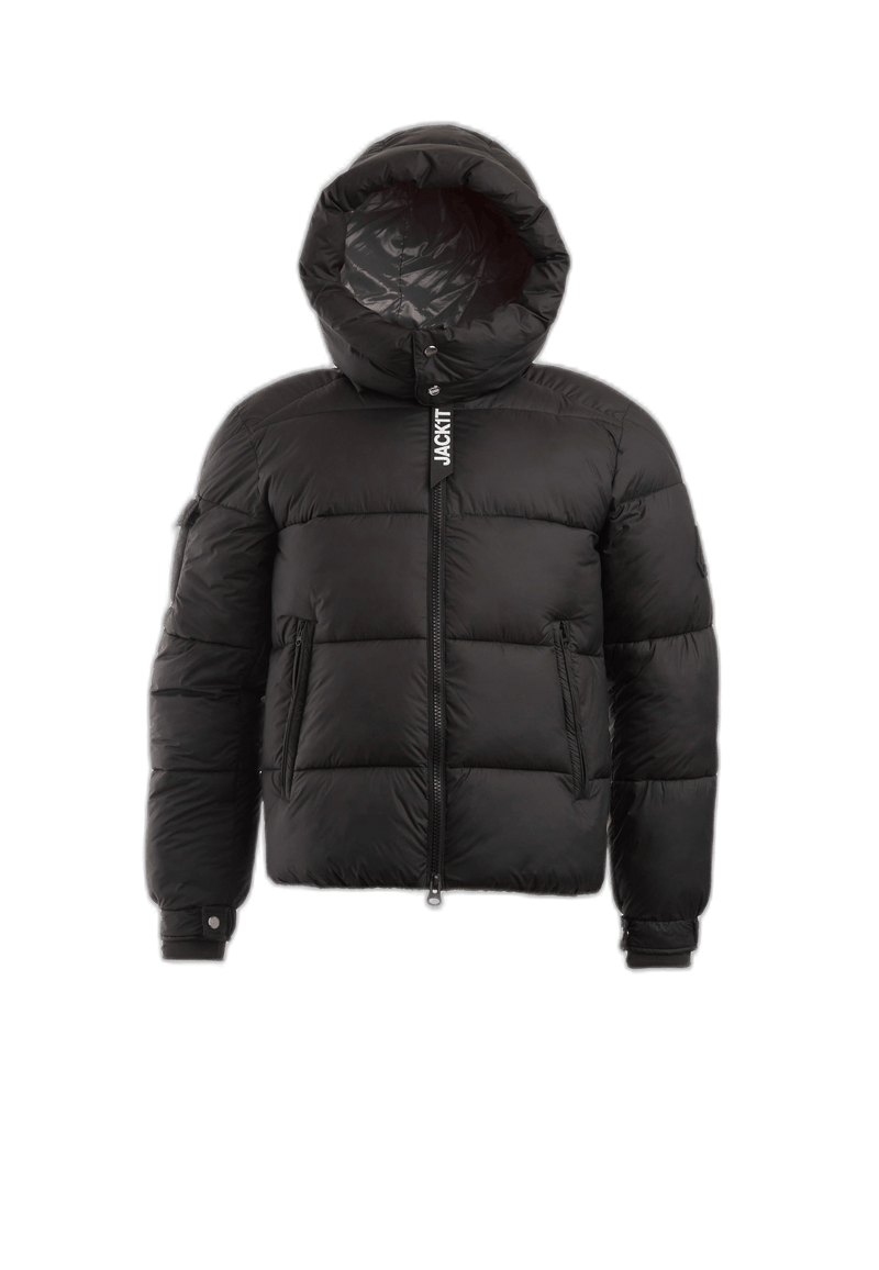 EZ Puffer Racer Jacket Matt Black flat lay cutout