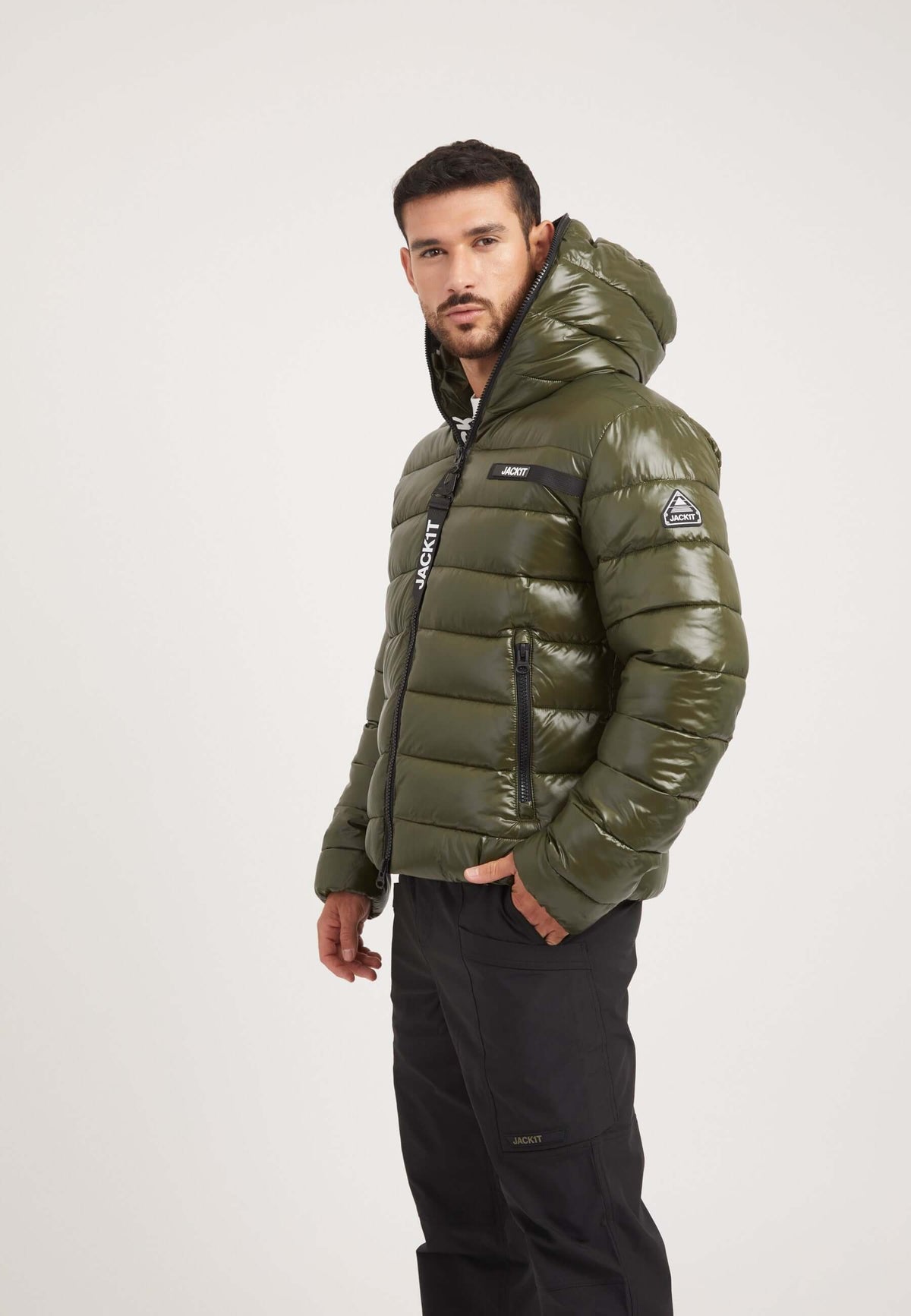 R3D Slick Racer Jacket Olive on model back view by JACK1T