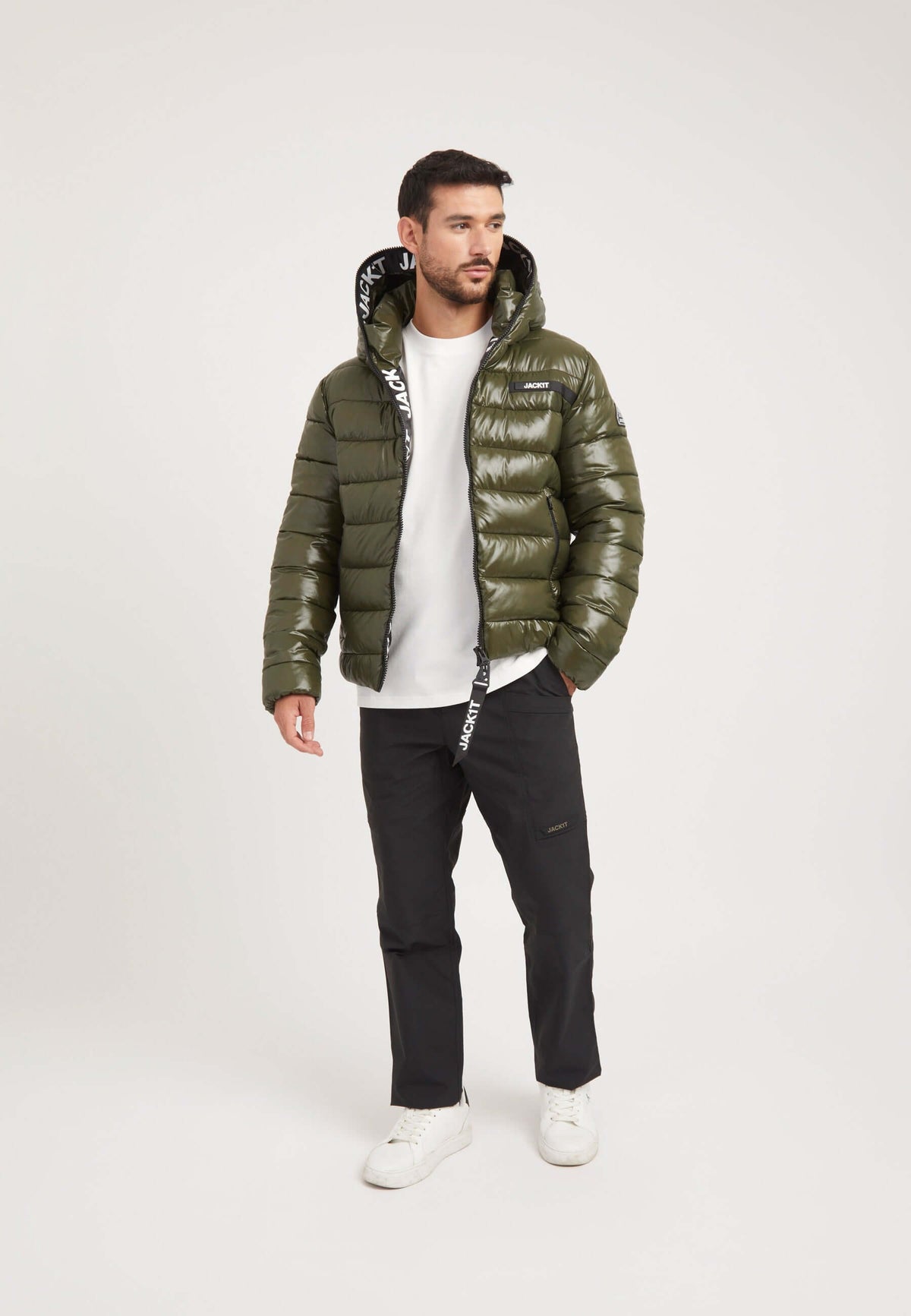 R3D Slick Racer Jacket Olive on model detail by JACK1T