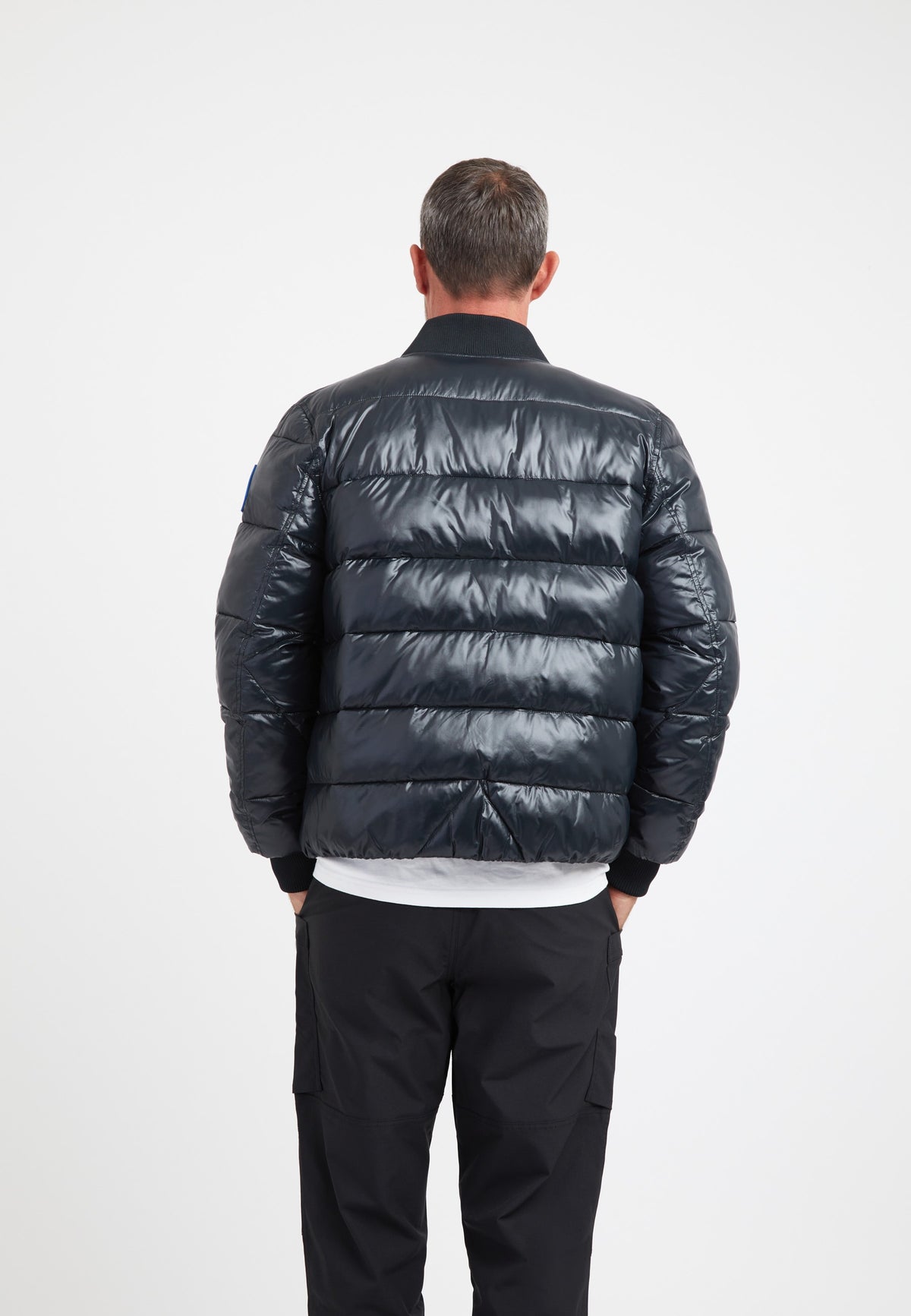 Vortex Bomber Jacket Black on model full length by JACK1T