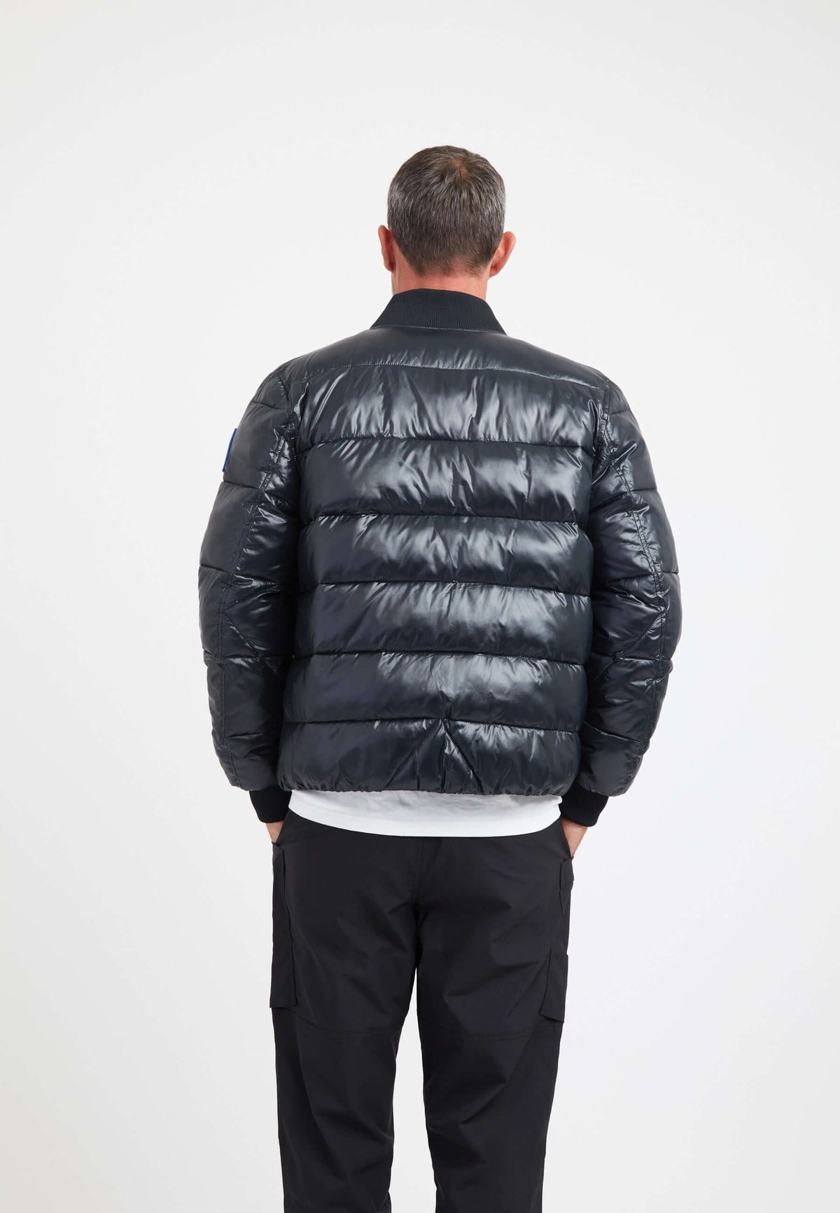 Vortex Bomber Jacket Black on model full length by JACK1T