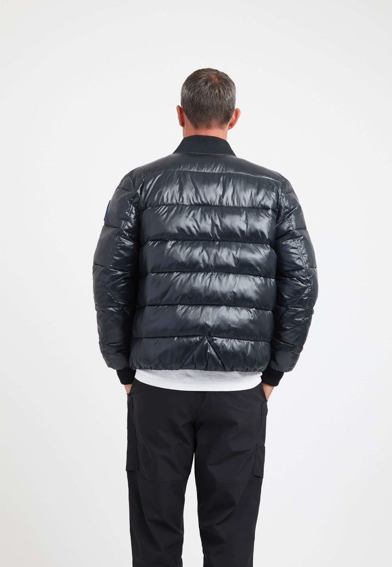 Vortex Bomber Jacket Black on model full length by JACK1T