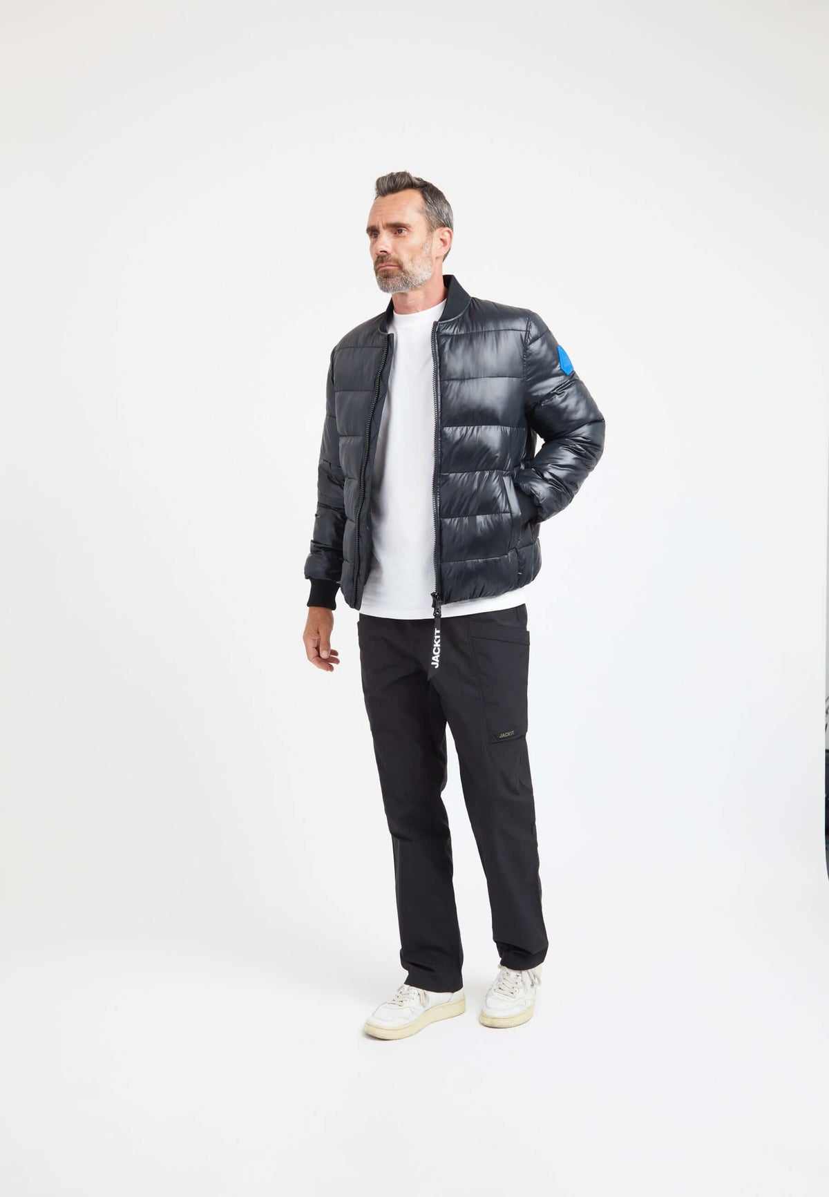 Vortex Bomber Jacket Black on model detail by JACK1T