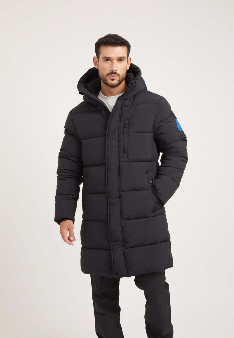 Nomad ONELOFT Parka Coat 2.0 Black on model front view by JACK1T