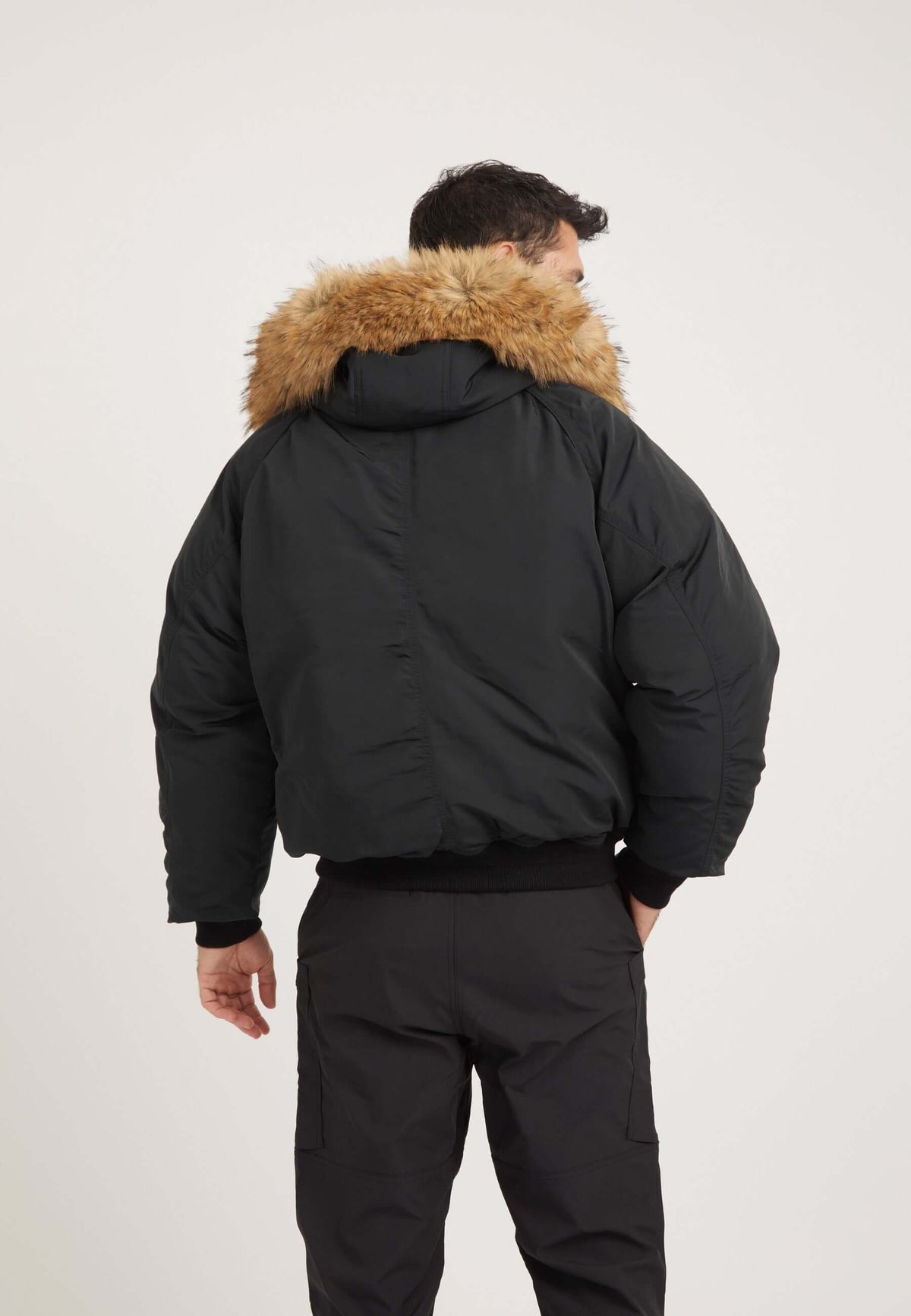 First Rescue Bomber Jacket Black on model full length by JACK1T