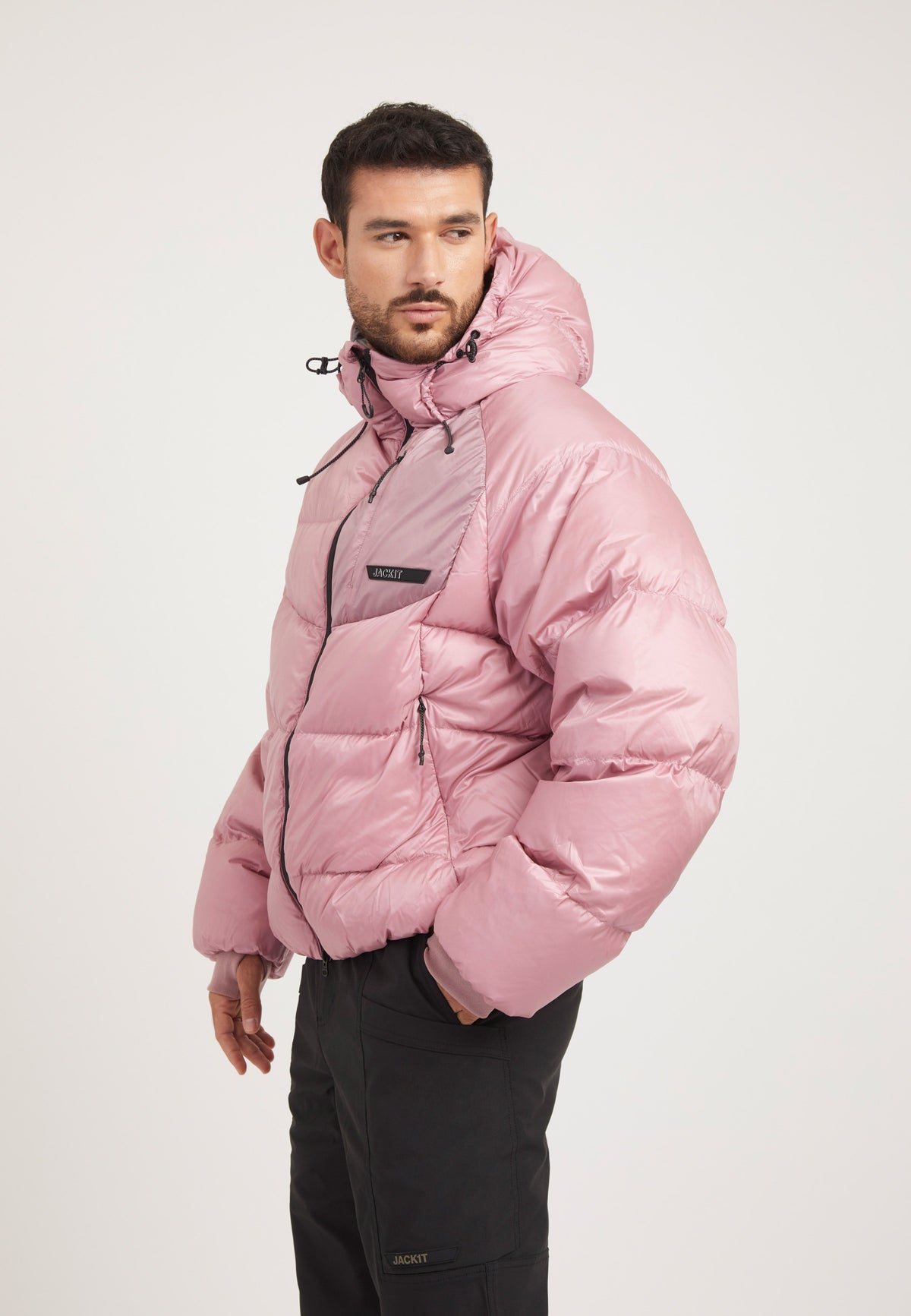 Bubble Jacket Pink on model back view by JACK1T
