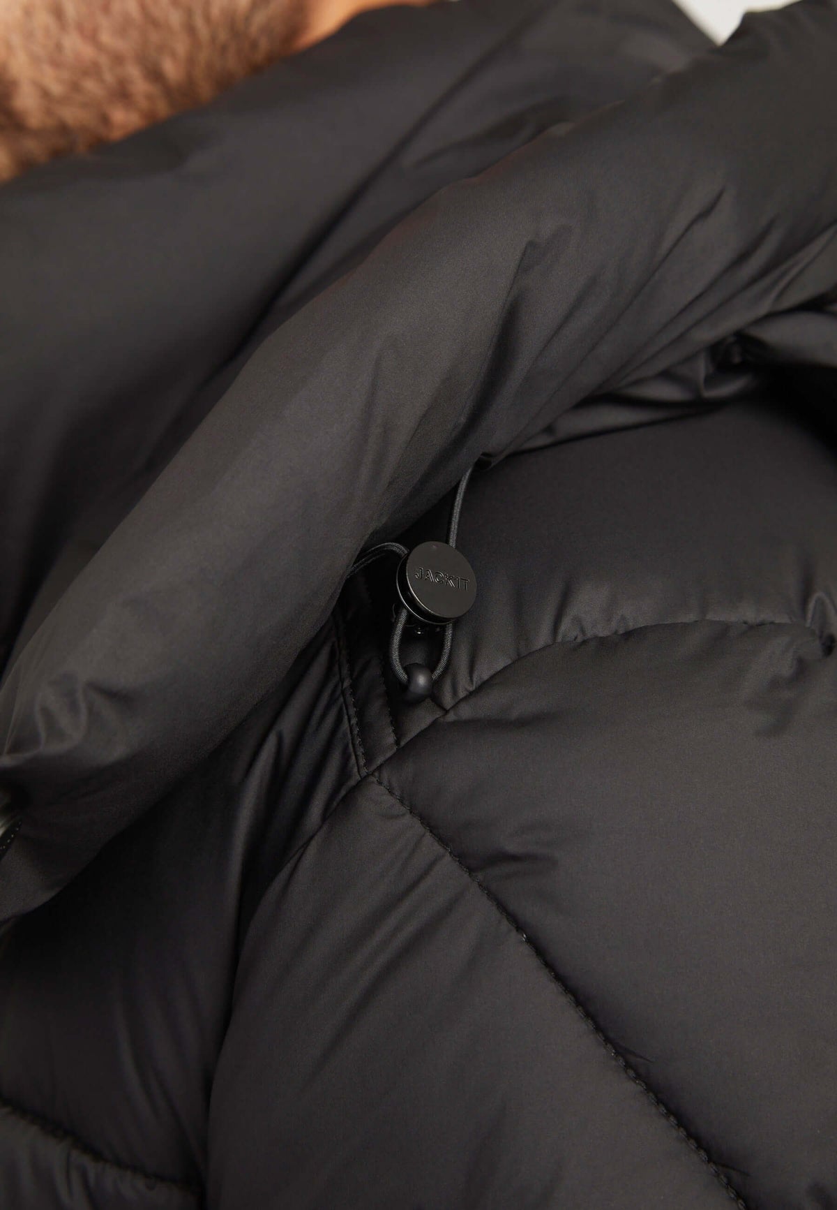 EZ Water ONELOFT Puffer Racer Jacket Matt Black detail shot by JACK1T