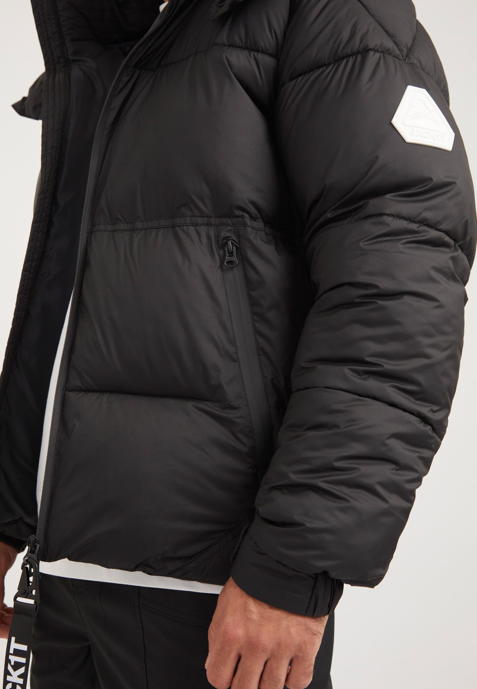 EZ Water ONELOFT Puffer Racer Jacket Matt Black detail shot by JACK1T