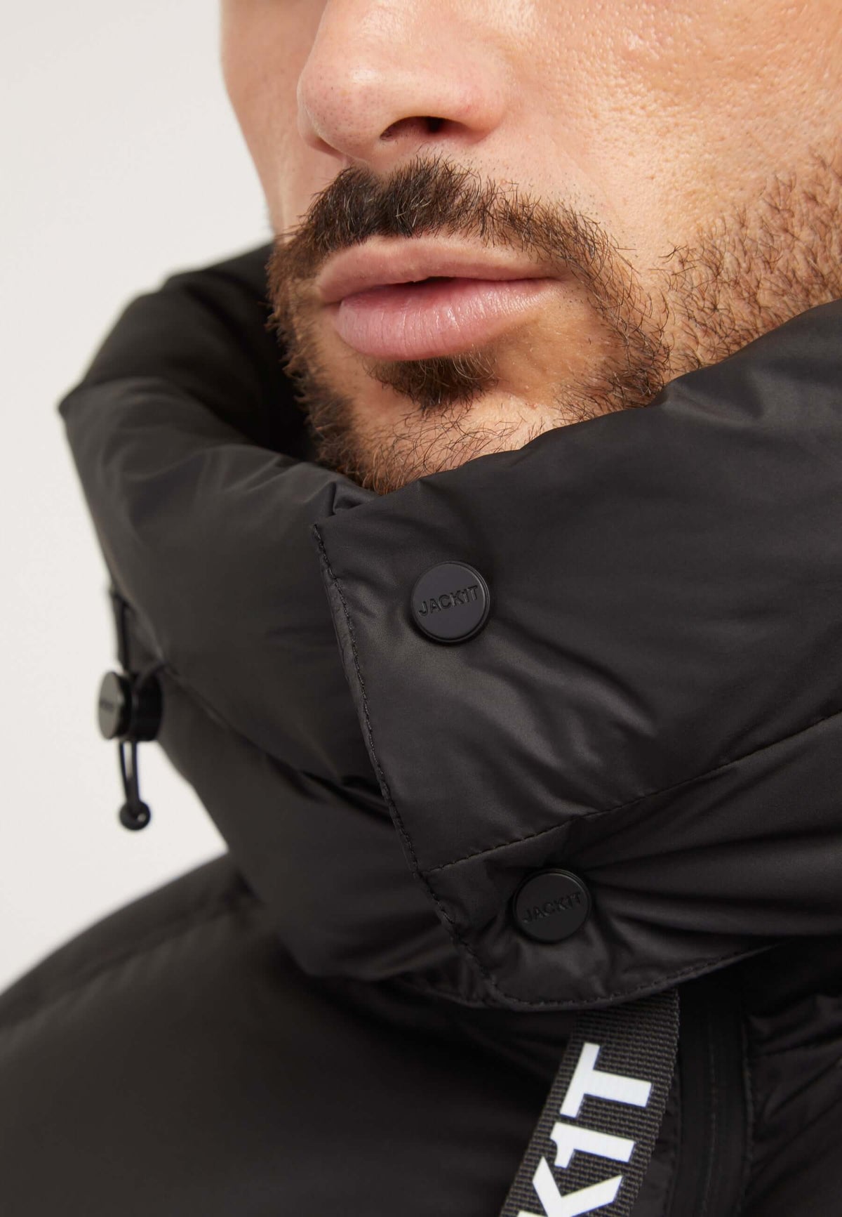 EZ Water ONELOFT Puffer Racer Jacket Matt Black detail shot by JACK1T