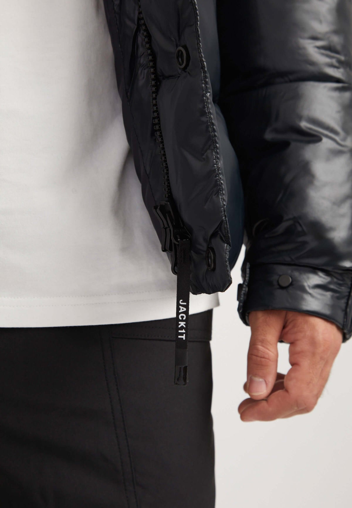 EZ Placket Racer Jacket Black detail shot by JACK1T