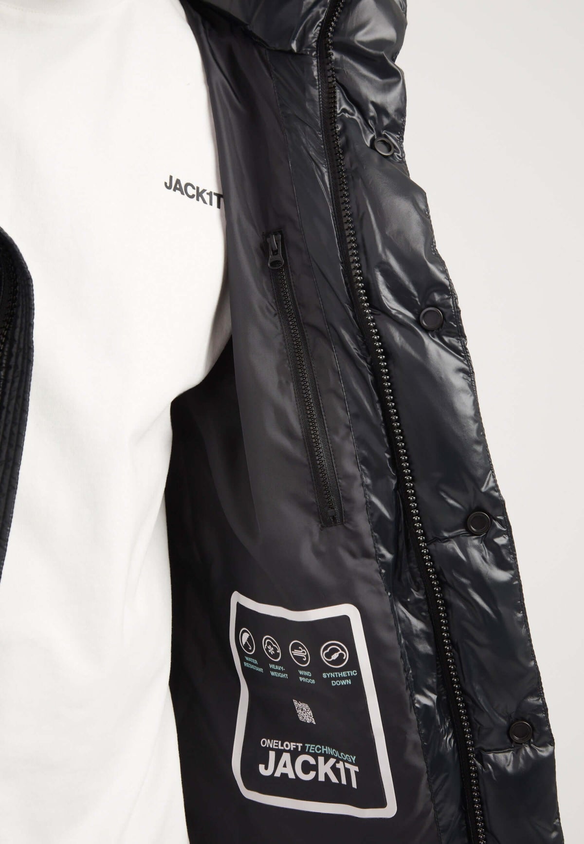 EZ Placket Racer Jacket Black detail shot by JACK1T