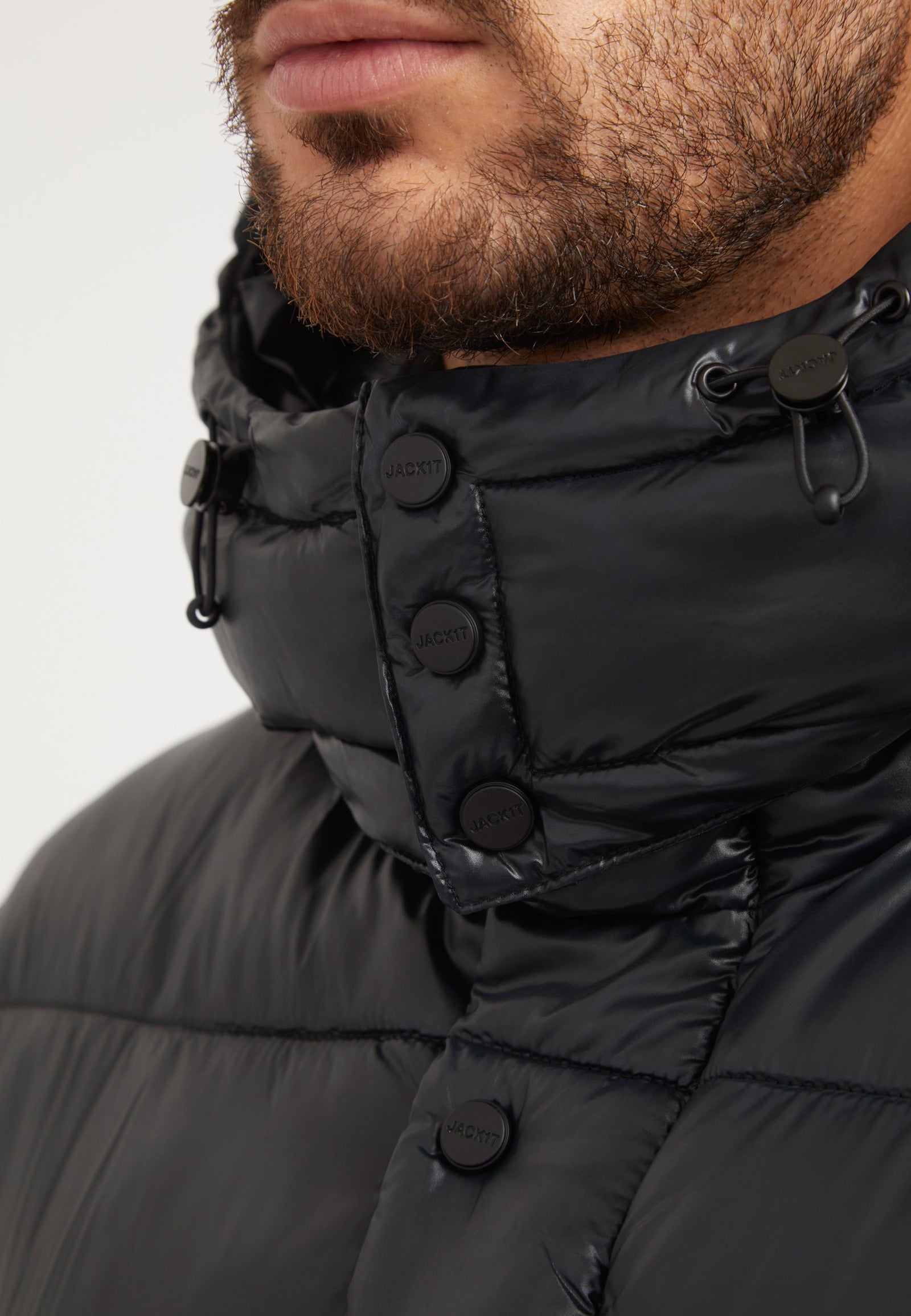 EZ Placket Racer Jacket Black detail shot by JACK1T