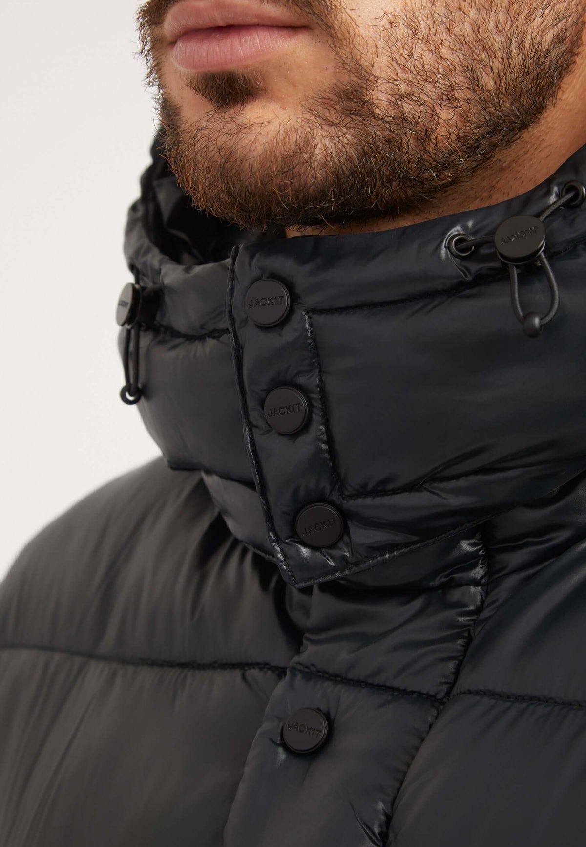 EZ Placket Racer Jacket Black detail shot by JACK1T