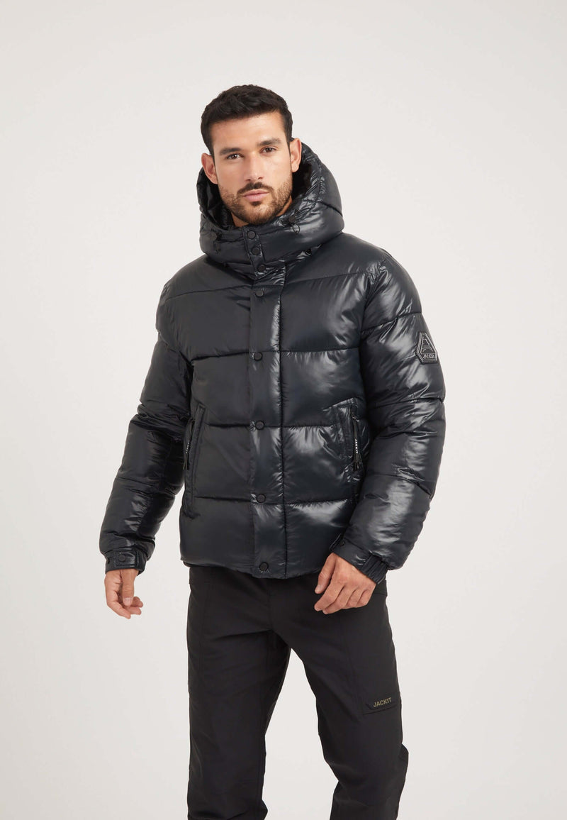 EZ Placket Racer Jacket Black on model front view by JACK1T