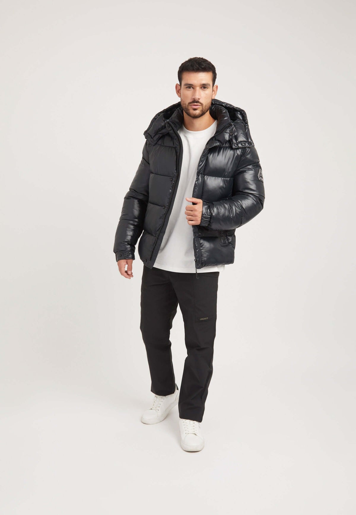 EZ Placket Racer Jacket Black on model detail by JACK1T