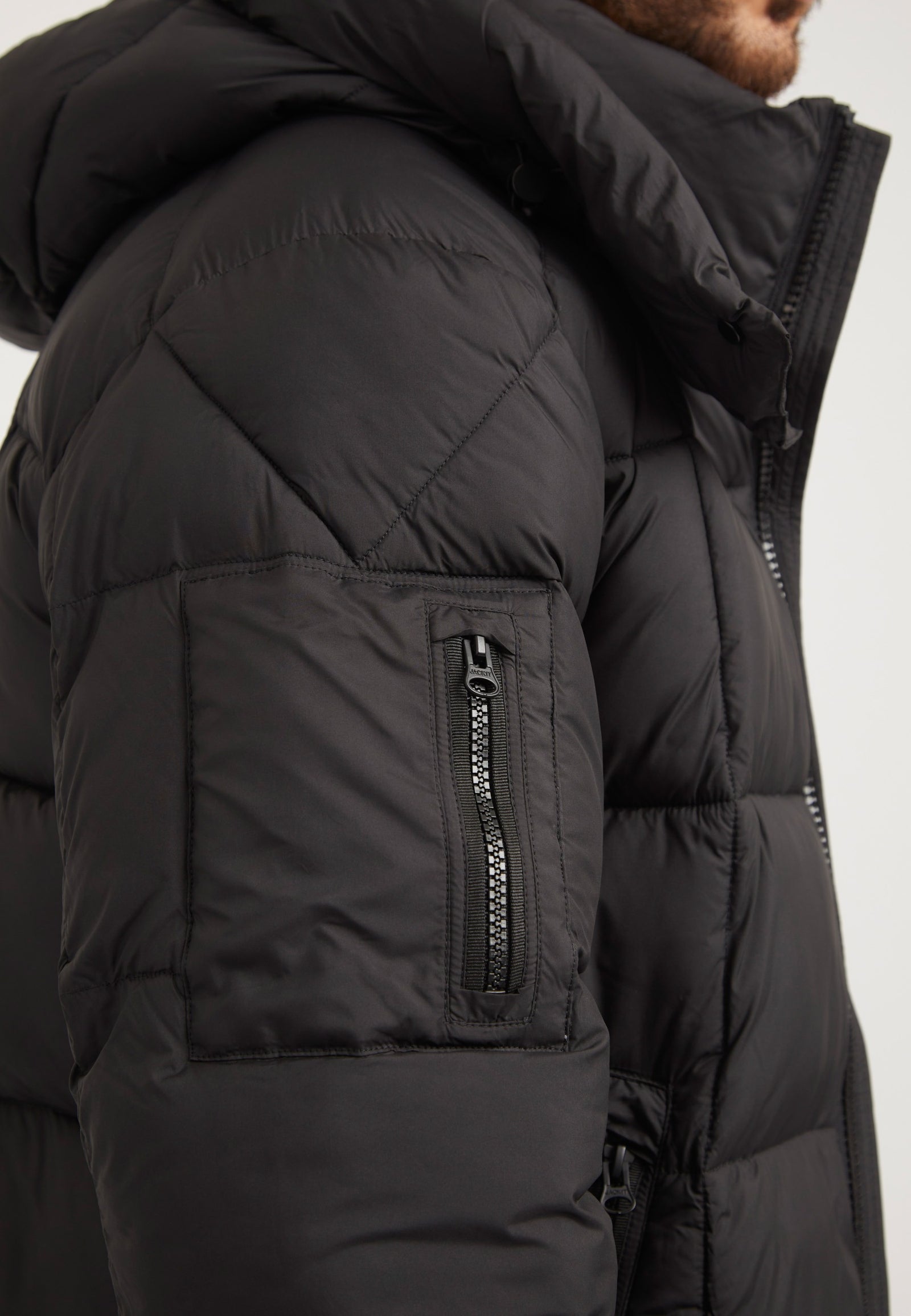 EZ Boxed Coat Matt Black detail shot by JACK1T