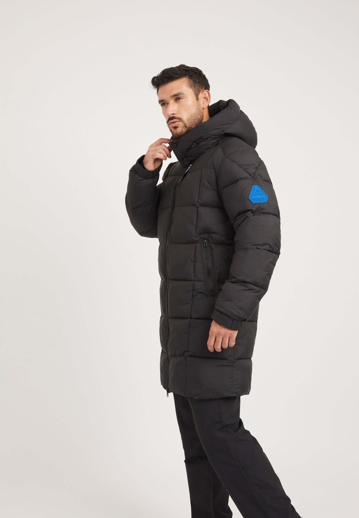 EZ Boxed Coat Matt Black on model back view by JACK1T