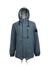 ELEMENTS Raincoat 2.0 Grey lightweight rain jacket with hood and zipper pocket for comfort and style.