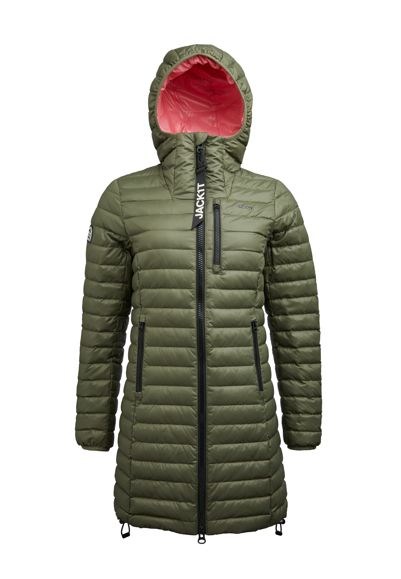 SATEL1TE Longline Down Coat flat lay swatch