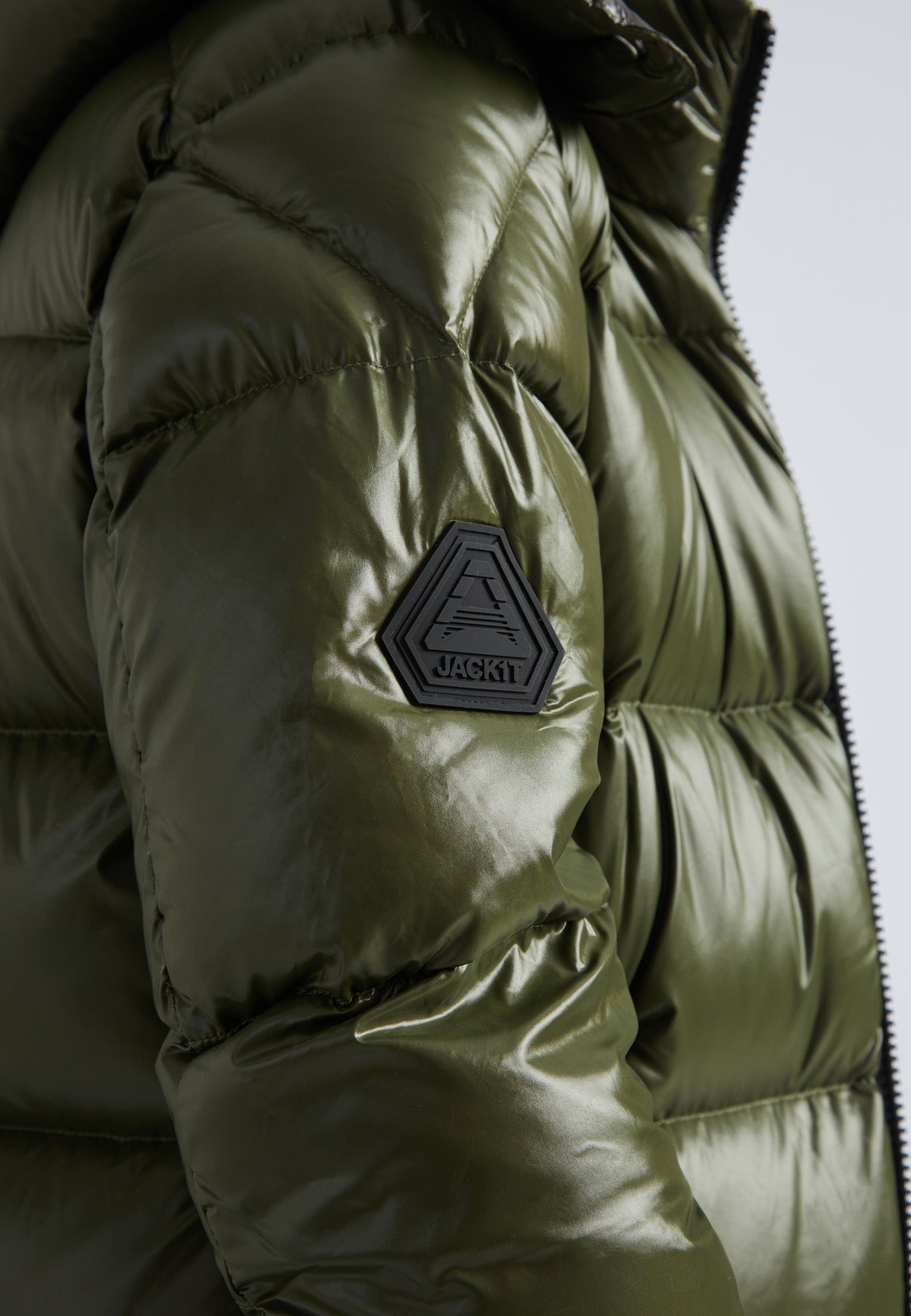 EZ Slick Puffer Hooded Ultra Long Jacket Olive by JACK1T