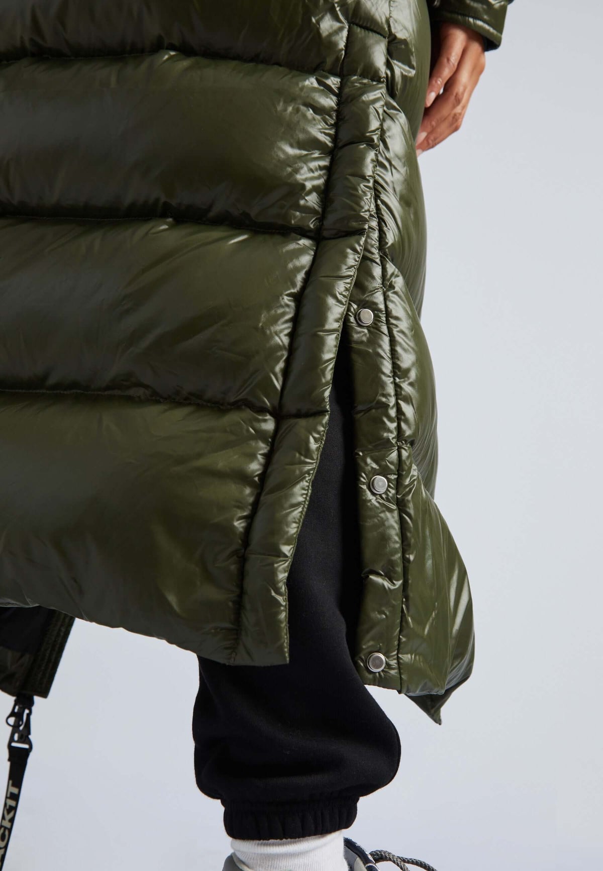 EZ Slick Puffer Hooded Ultra Long Jacket Olive by JACK1T