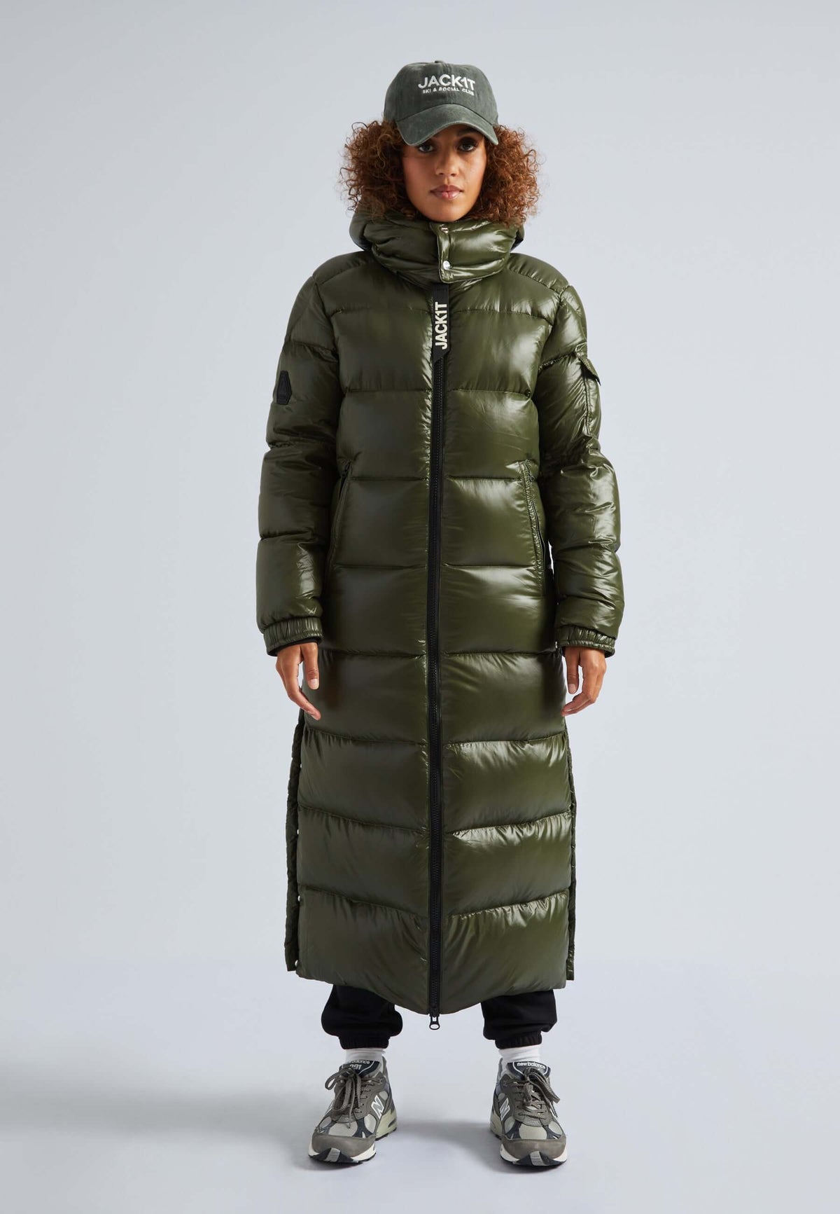 EZ Slick Puffer Hooded Ultra Long Jacket Olive by JACK1T