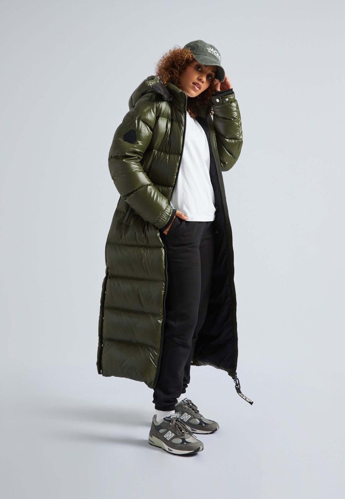 EZ Slick Puffer Hooded Ultra Long Jacket Olive by JACK1T