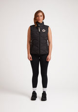 Model wearing the ORB1T Quilted Gilet Black, showcasing its modern design and lightweight warmth.