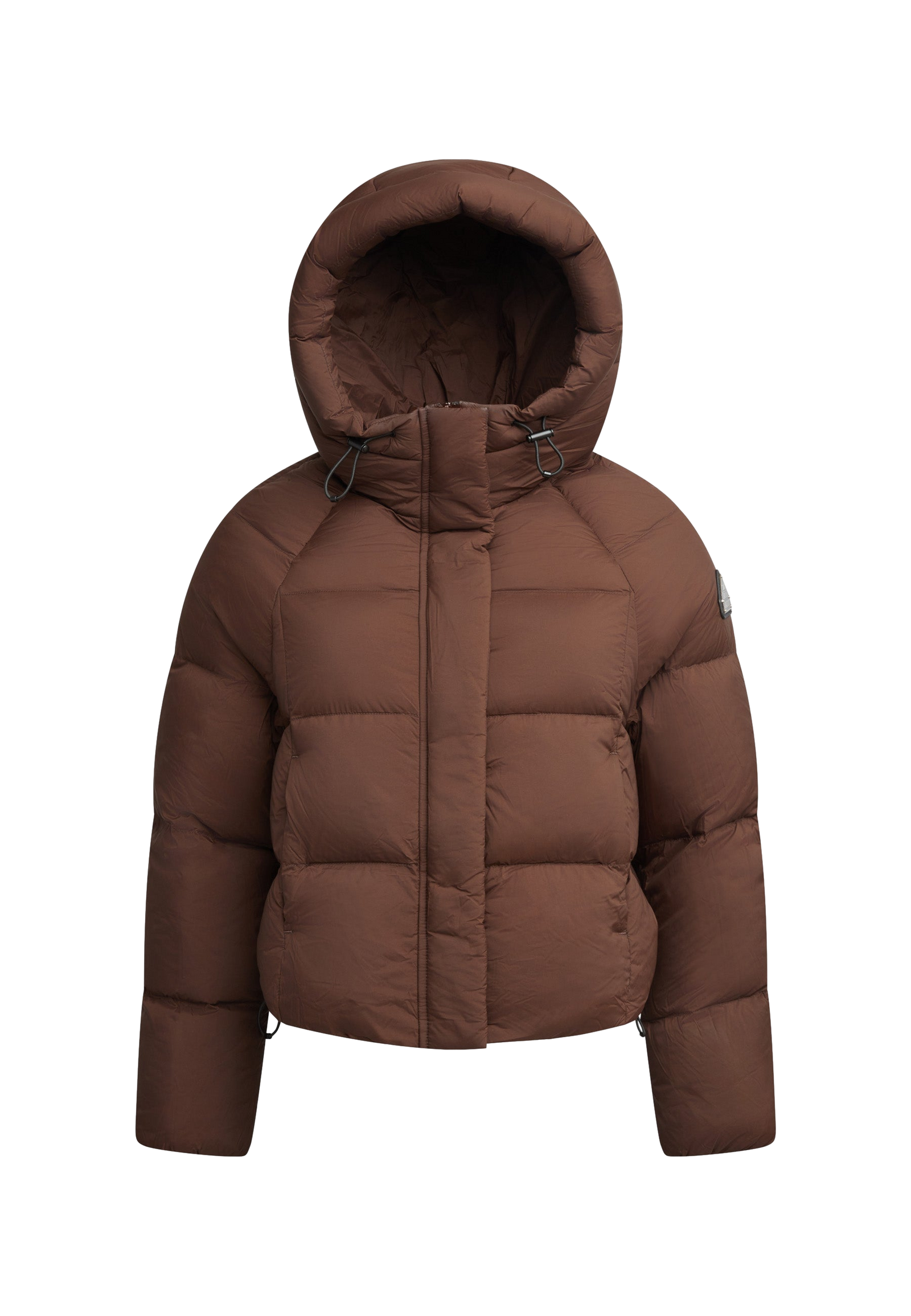 Cloud Crop Down Puffer Jacket Mocha flat lay swatch