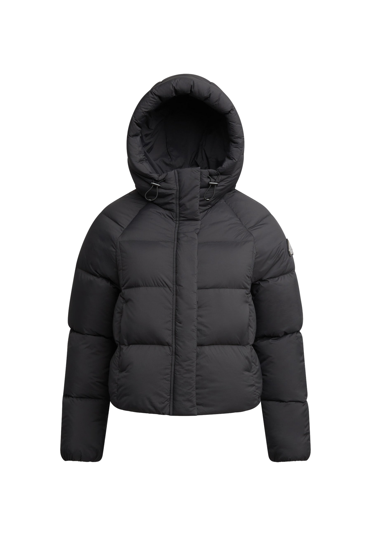 Cloud Crop Down Puffer Jacket Black flat lay swatch