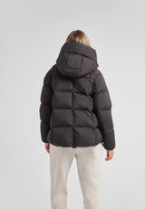Back view of the Cloud Prime Longline Down Puffer Jacket, showcasing its puffy and stylish design.