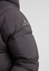 Close-up of the JACK1T logo on the sleeve of the Cloud Prime Longline Down Puffer Jacket.