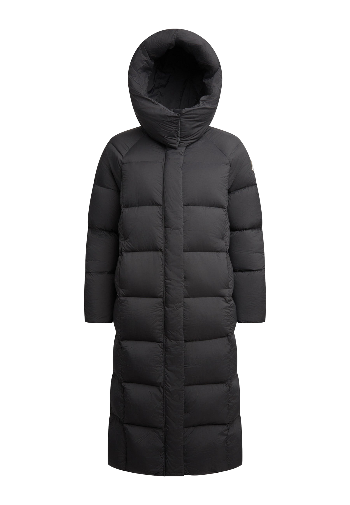 Cloud Ultra Long Down Puffer Coat Black flat lay swatch