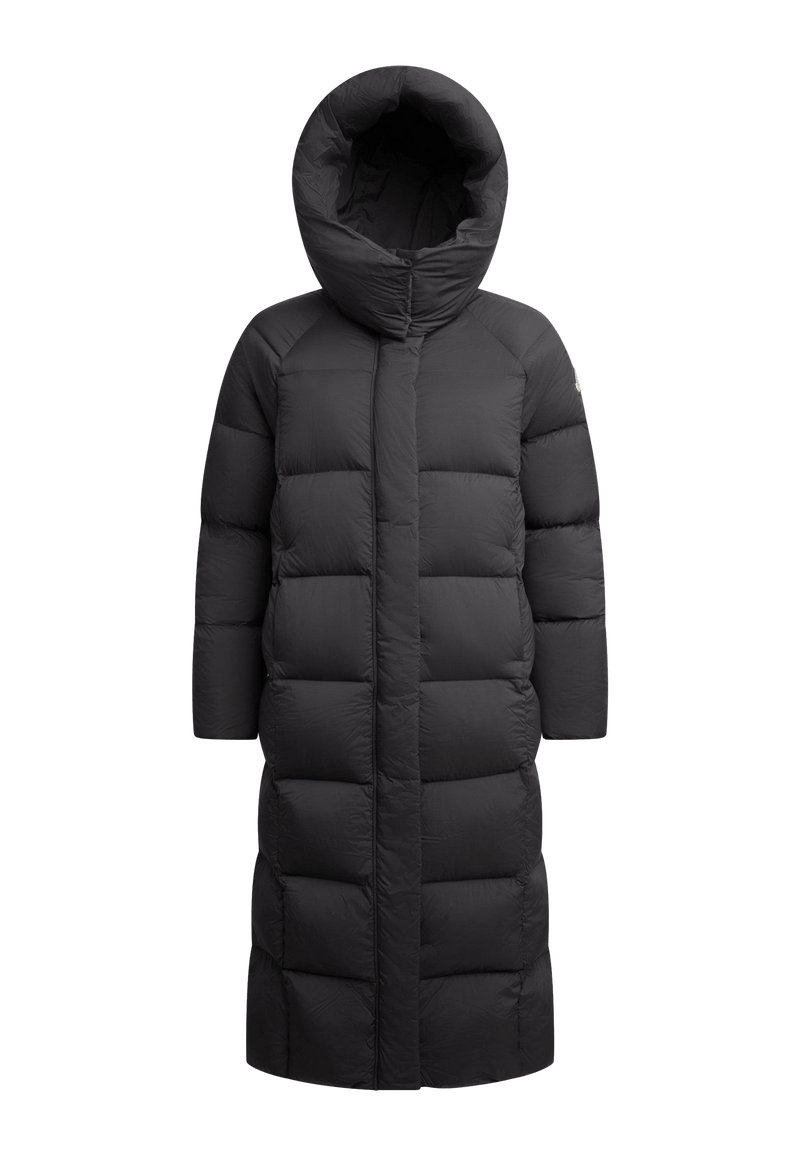 Cloud Ultra Long Down Puffer Coat Black flat lay swatch