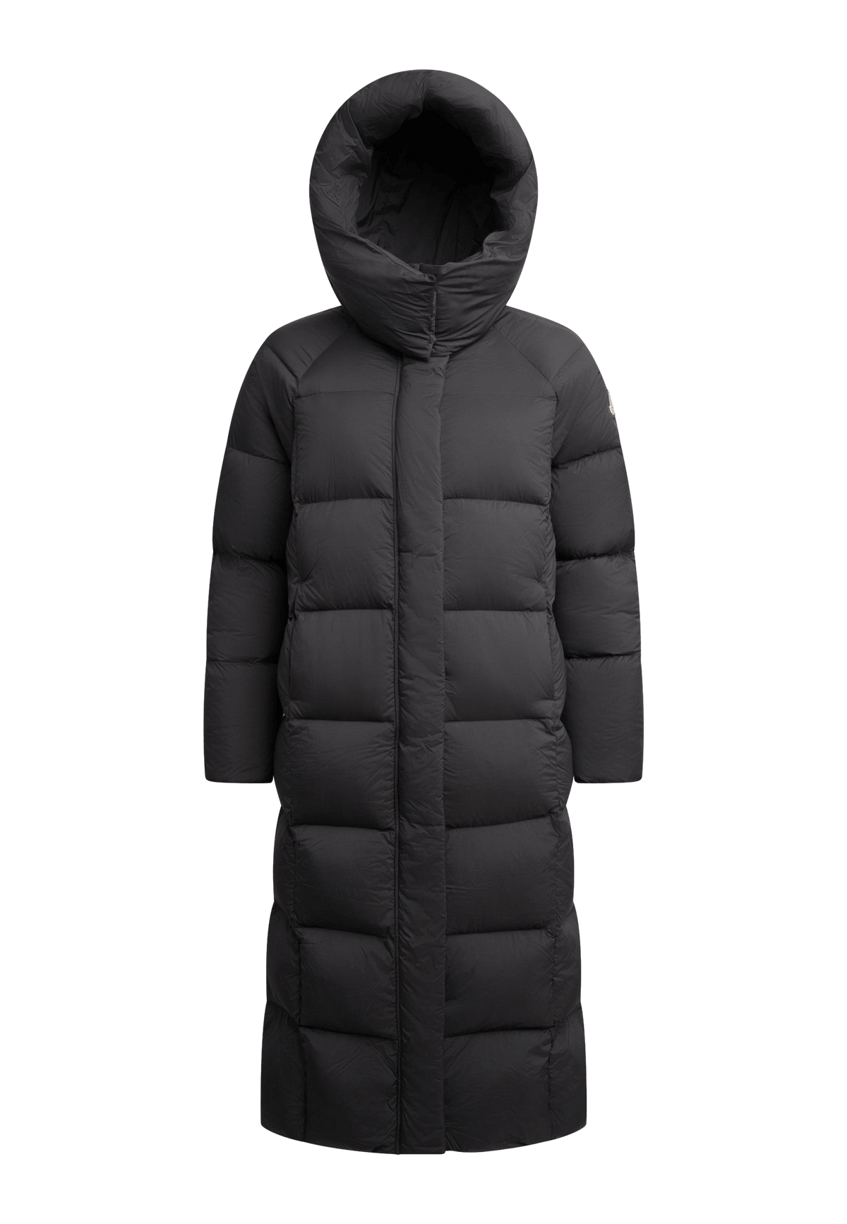 Cloud Ultra Long Down Puffer Coat Black flat lay swatch