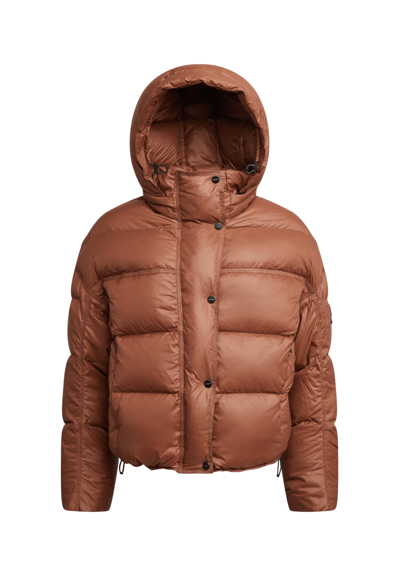 Cloud Boss Down Puffer Jacket Mocha flat lay swatch