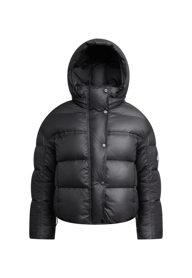 Cloud Boss Down Puffer Jacket Black flat lay swatch