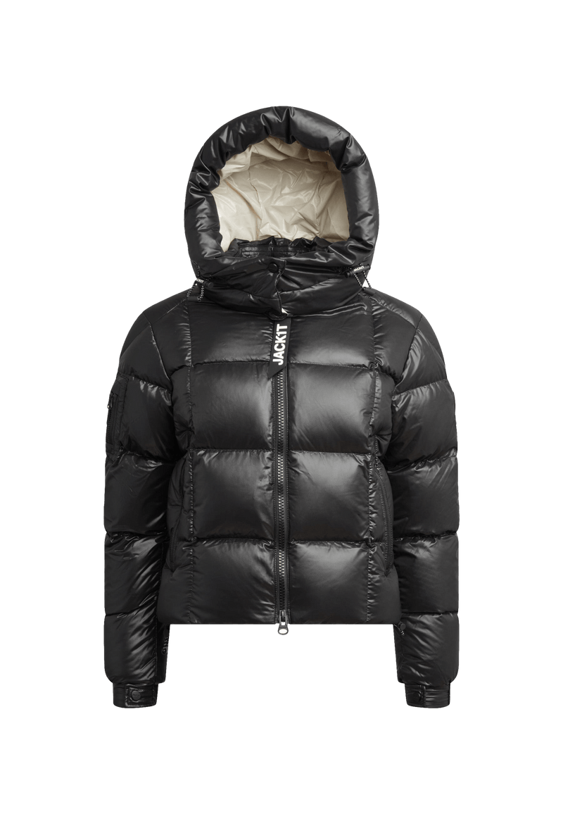 EZ Boxed Crop Down Puffer Jacket Lux Black flat lay swatch