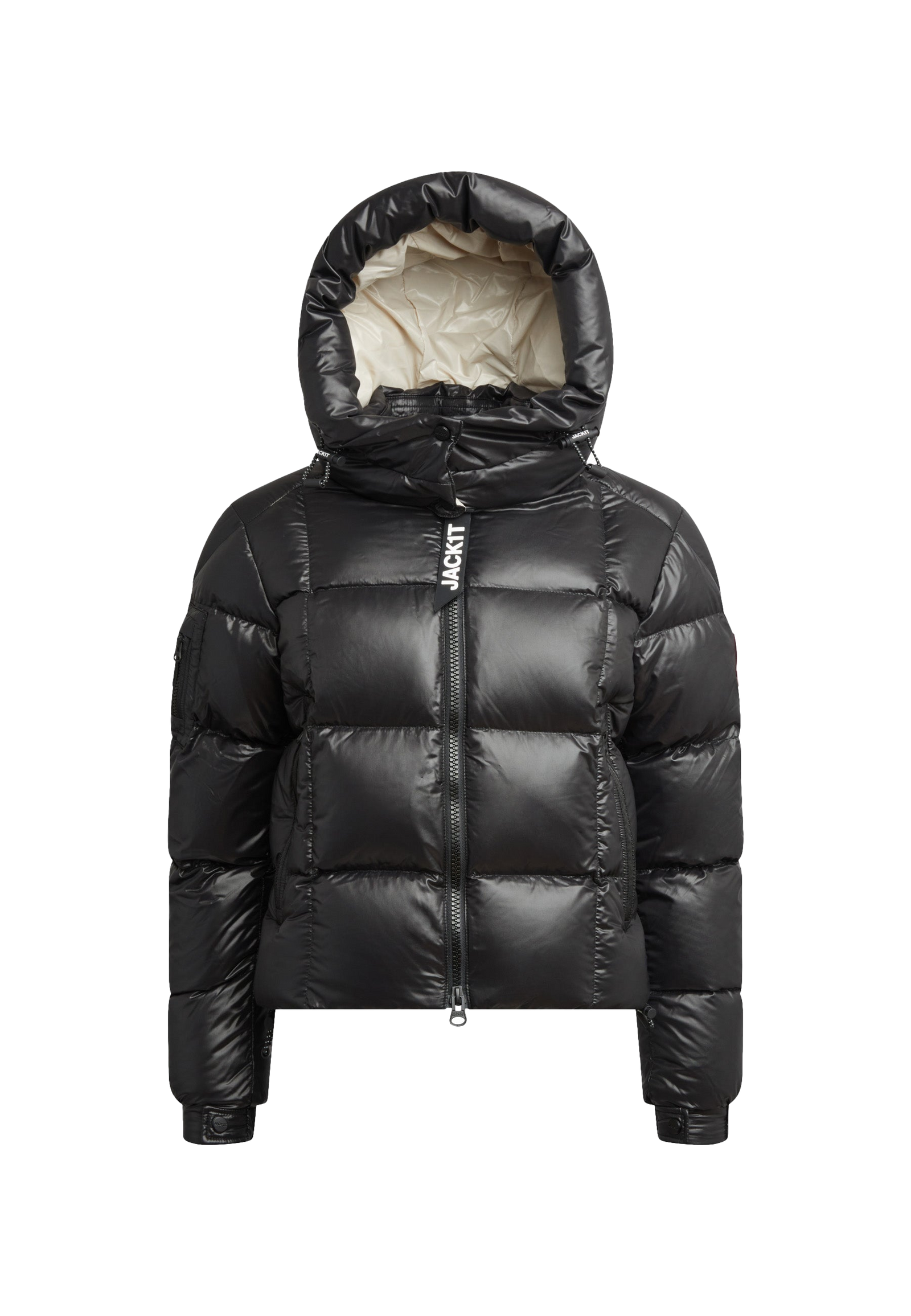 EZ Boxed Crop Down Puffer Jacket Lux Black flat lay swatch