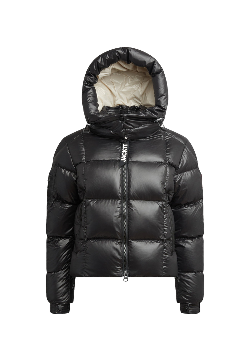 EZ Boxed Crop Down Puffer Jacket Lux Black flat lay swatch
