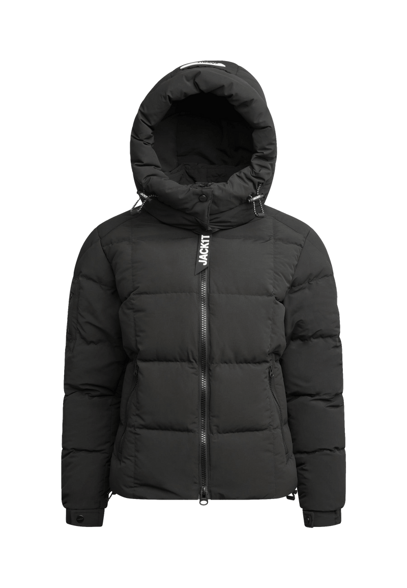 EZ Boxed Racer Down Puffer Jacket Matt Black flat lay swatch