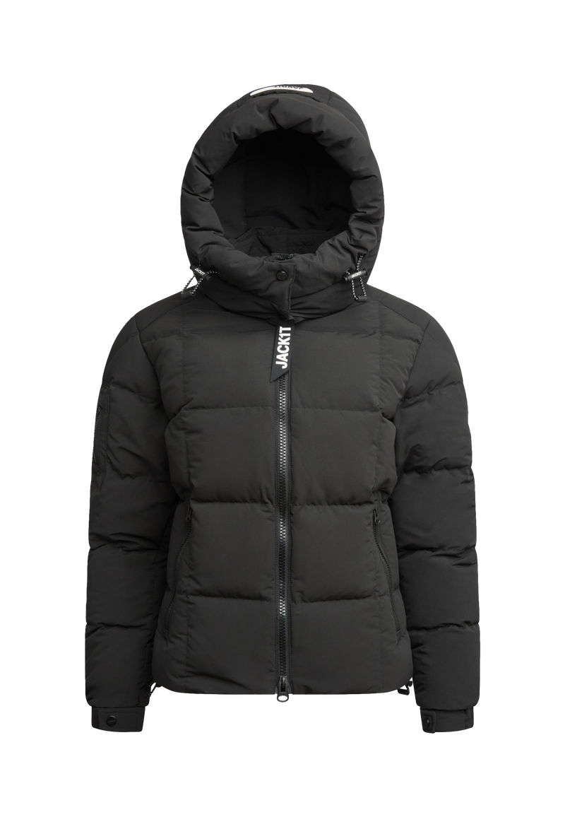 EZ Boxed Racer Down Puffer Jacket Matt Black flat lay swatch