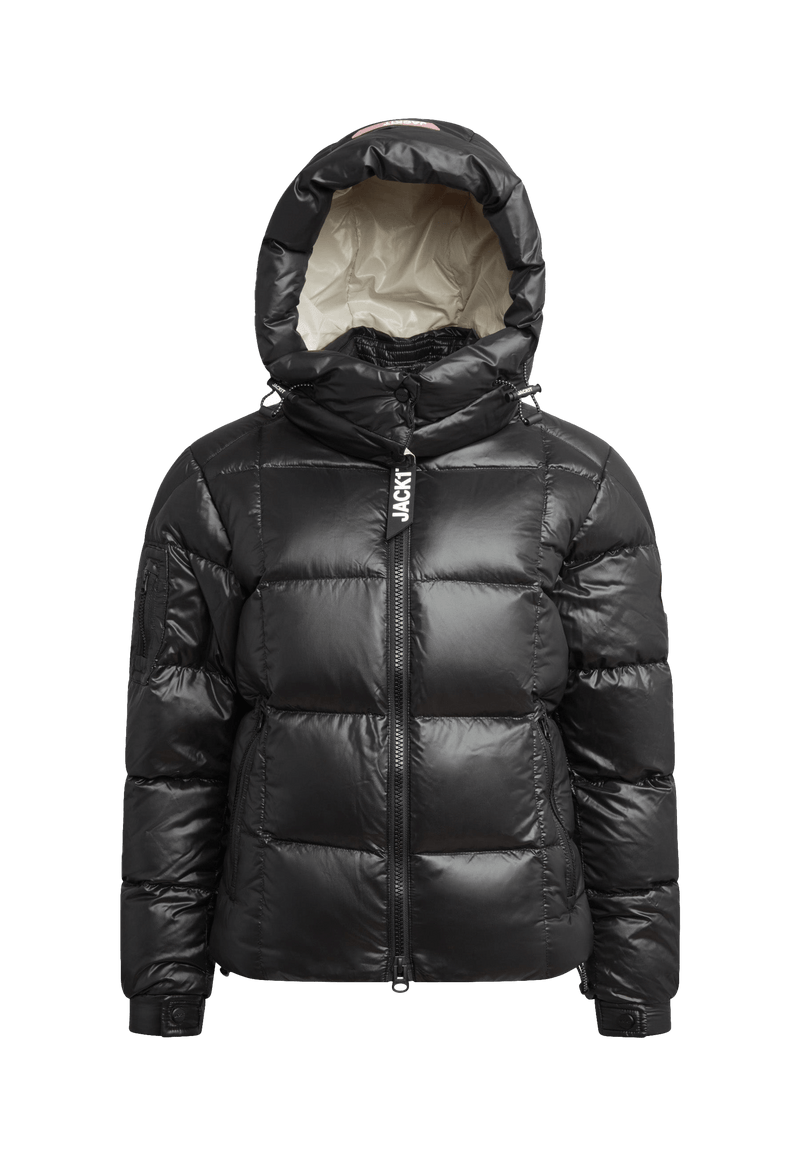 EZ Boxed Racer Down Puffer Jacket Lux Black flat lay swatch