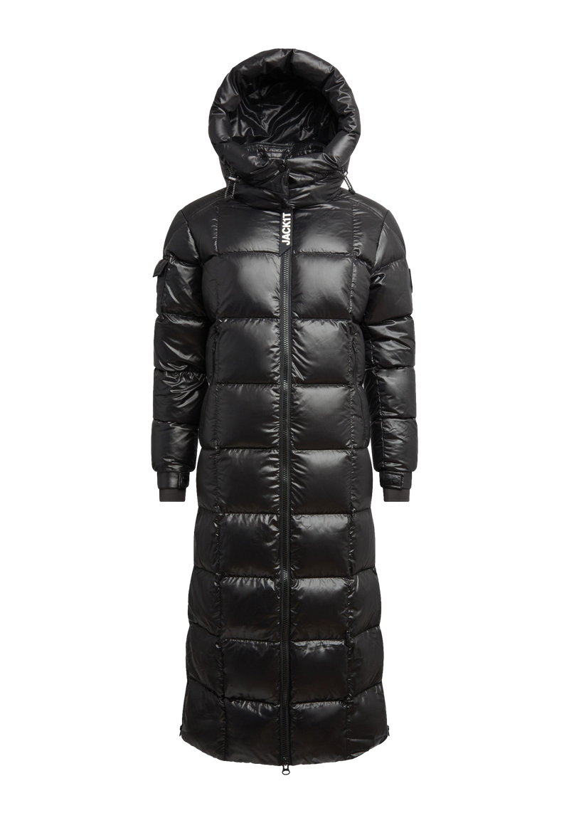 EZ Boxed Ultra Long Down Puffer Coat Lux Black flat lay swatch