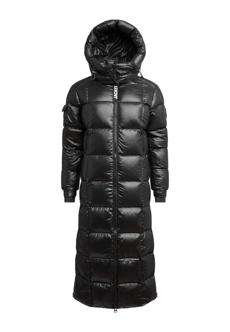 EZ Boxed Ultra Long Down Puffer Coat Lux Black flat lay swatch