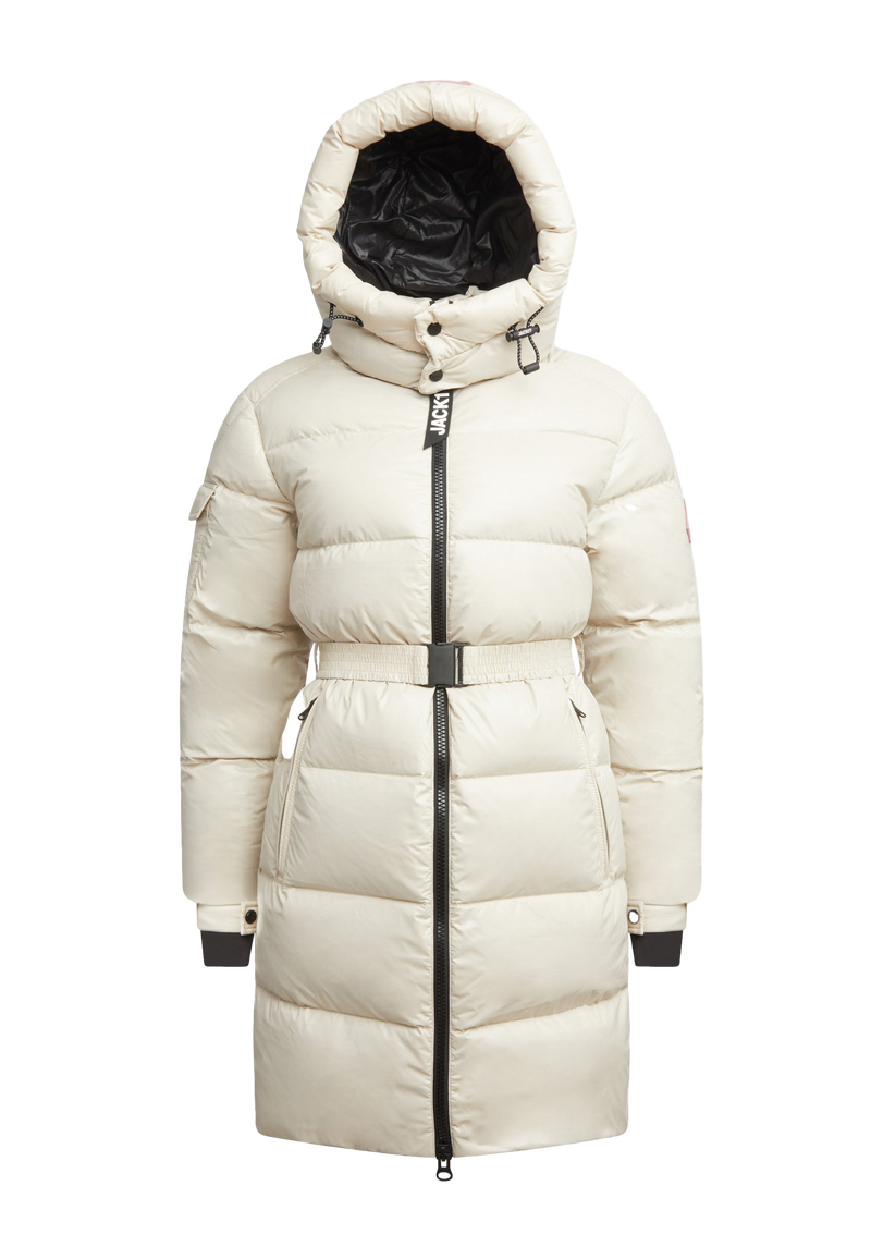 EZ Belted Down Puffer Coat Lux Stone flat lay swatch